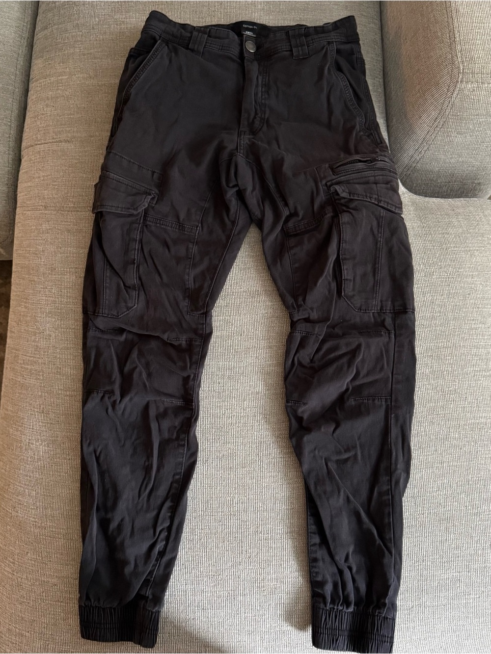 Cotton On Black Cargo Pants with Elastic Cuffs